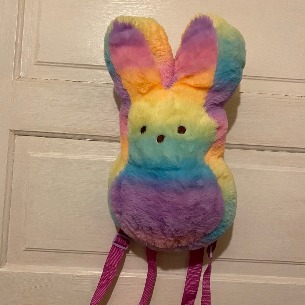 Peeps Zipper backpack Adorable Purple and Pink Stuffed Bunny Plush - Picture 3 of 14